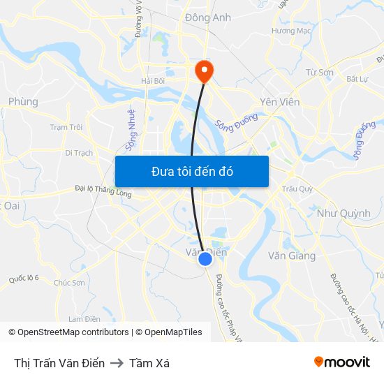 Thị Trấn Văn Điển to Tầm Xá map