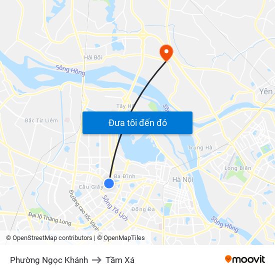 Phường Ngọc Khánh to Tầm Xá map