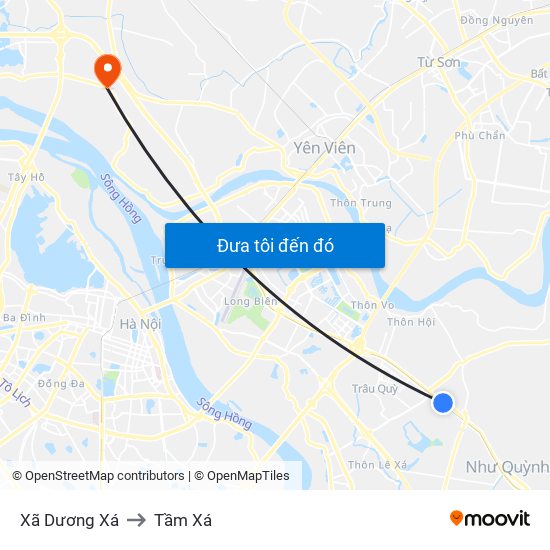 Xã Dương Xá to Tầm Xá map