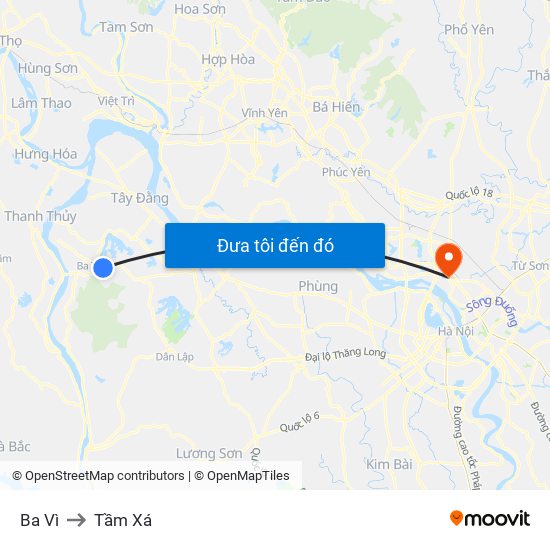 Ba Vì to Tầm Xá map