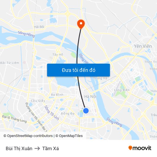 Bùi Thị Xuân to Tầm Xá map