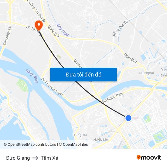 Đức Giang to Tầm Xá map