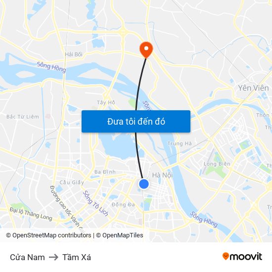 Cửa Nam to Tầm Xá map