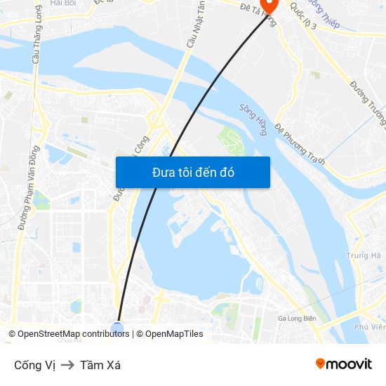 Cống Vị to Tầm Xá map