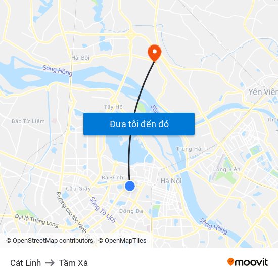 Cát Linh to Tầm Xá map