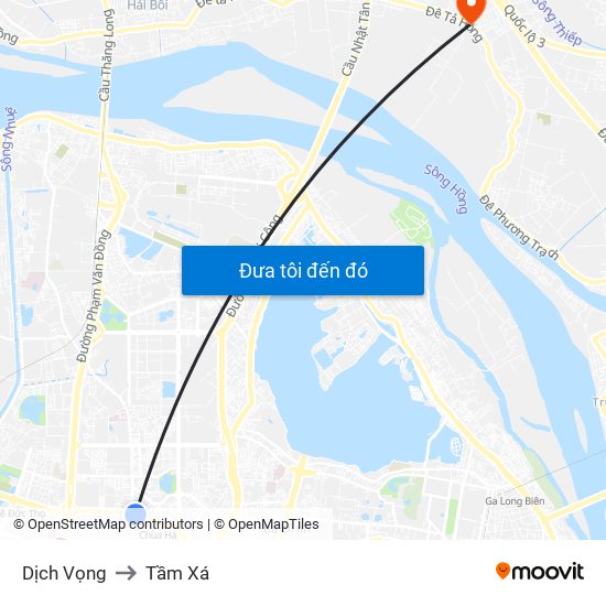 Dịch Vọng to Tầm Xá map