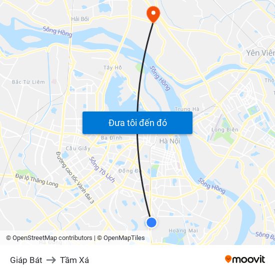 Giáp Bát to Tầm Xá map