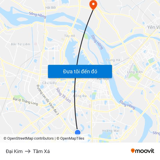 Đại Kim to Tầm Xá map