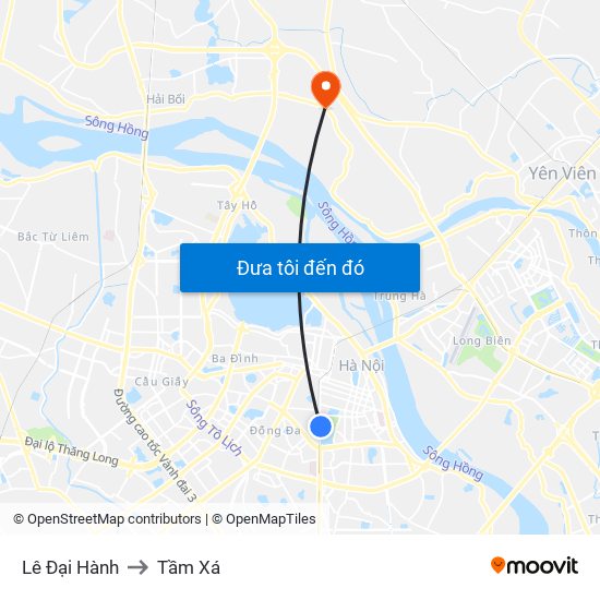 Lê Đại Hành to Tầm Xá map