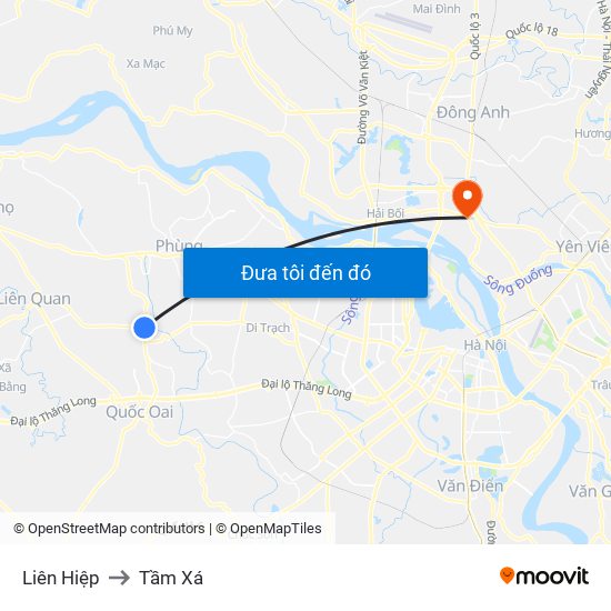 Liên Hiệp to Tầm Xá map