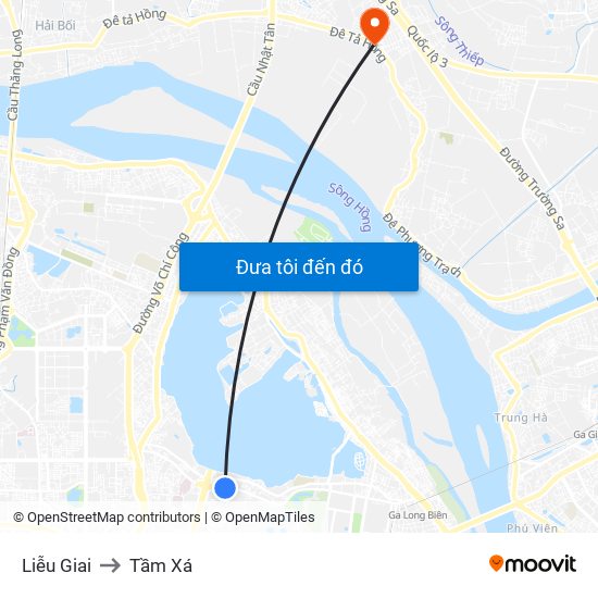 Liễu Giai to Tầm Xá map