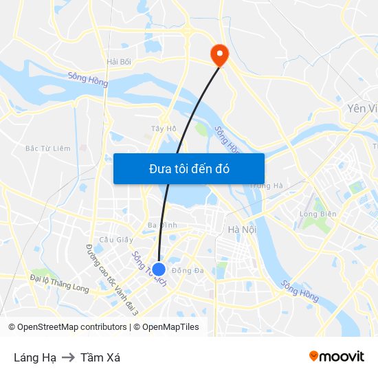 Láng Hạ to Tầm Xá map