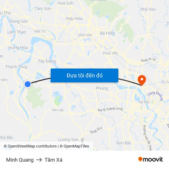 Minh Quang to Tầm Xá map