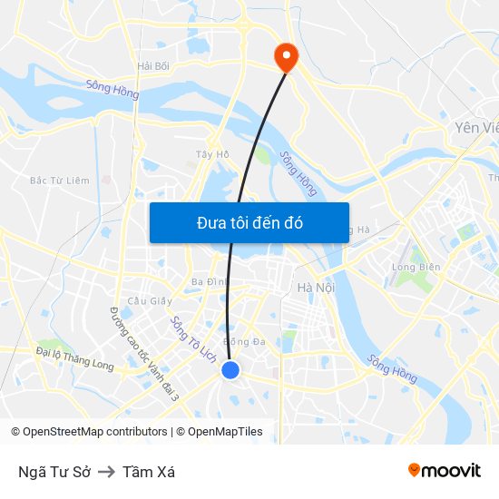 Ngã Tư Sở to Tầm Xá map