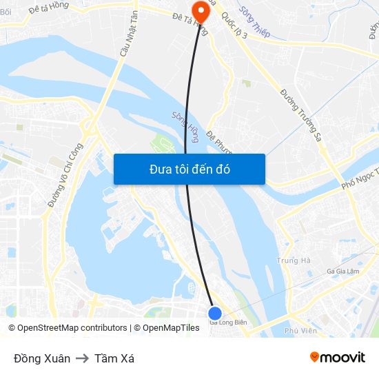 Đồng Xuân to Tầm Xá map