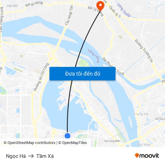 Ngọc Hà to Tầm Xá map