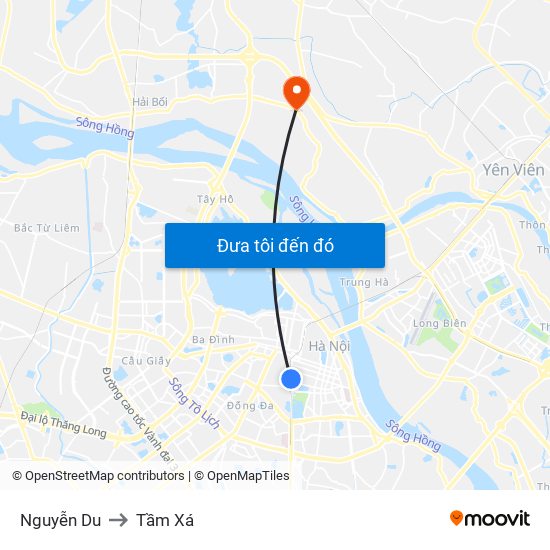 Nguyễn Du to Tầm Xá map