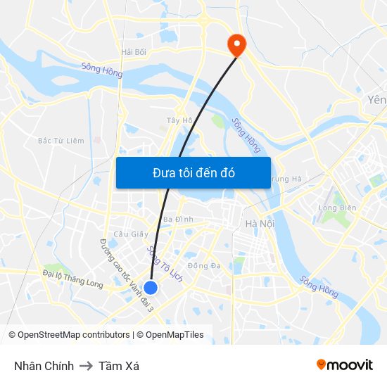 Nhân Chính to Tầm Xá map