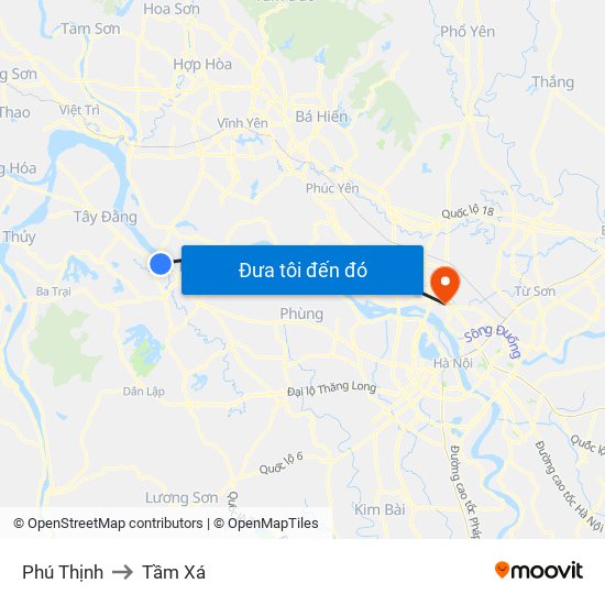 Phú Thịnh to Tầm Xá map