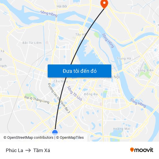 Phúc La to Tầm Xá map