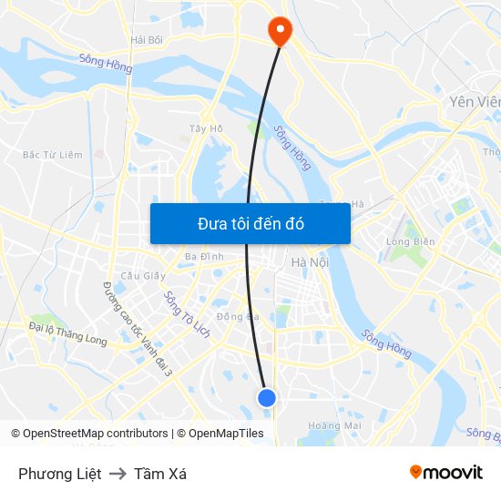 Phương Liệt to Tầm Xá map