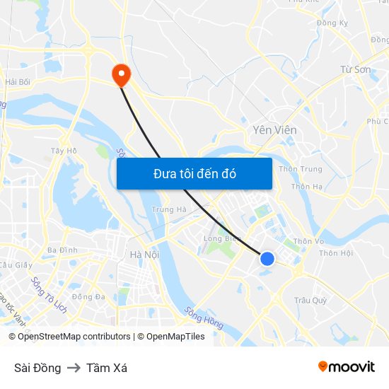 Sài Đồng to Tầm Xá map