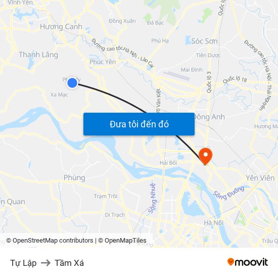 Tự Lập to Tầm Xá map