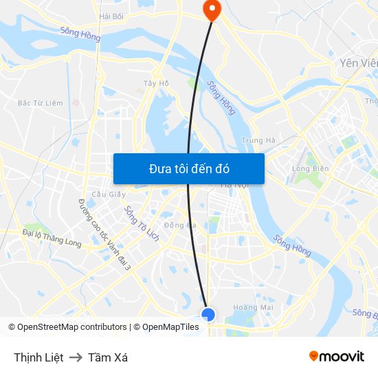 Thịnh Liệt to Tầm Xá map