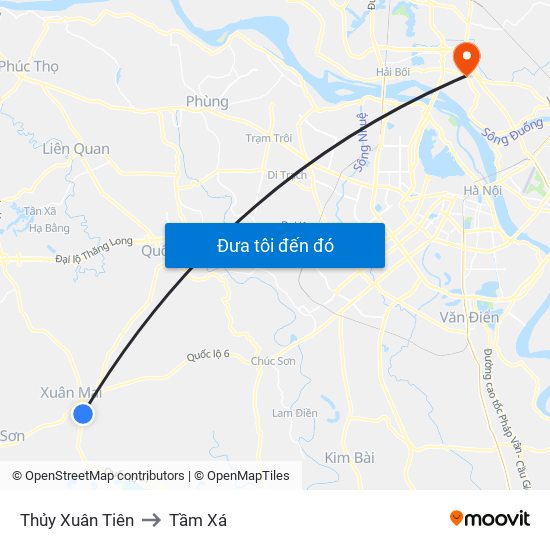 Thủy Xuân Tiên to Tầm Xá map