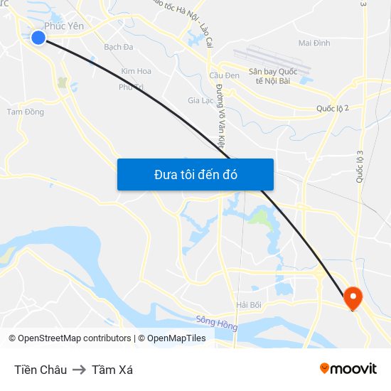 Tiền Châu to Tầm Xá map