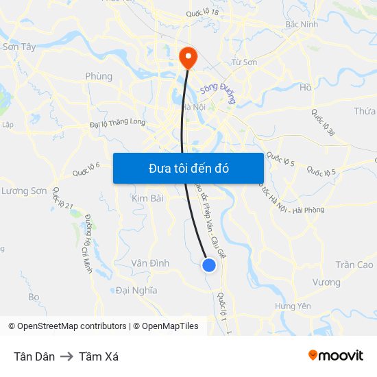 Tân Dân to Tầm Xá map