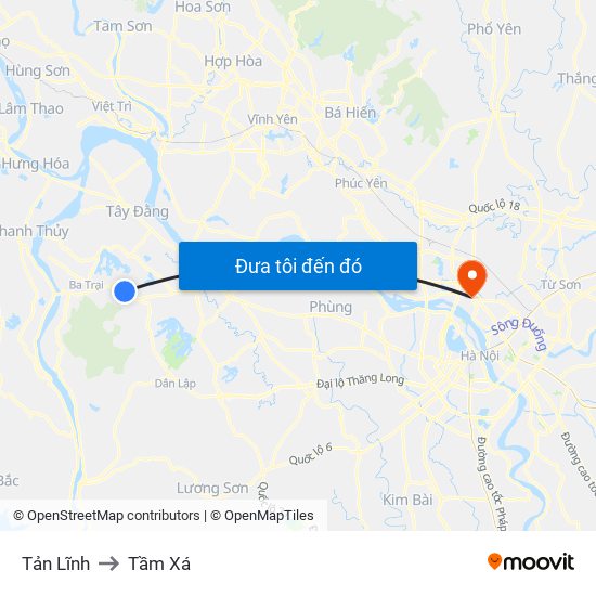 Tản Lĩnh to Tầm Xá map