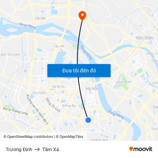 Trương Định to Tầm Xá map