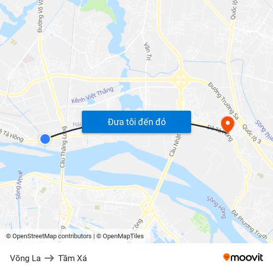 Võng La to Tầm Xá map