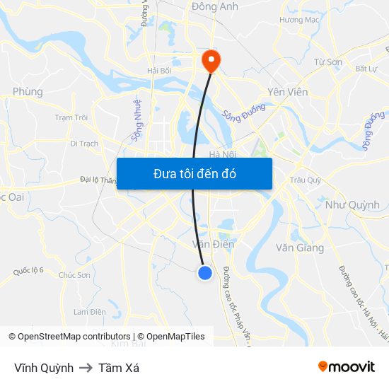 Vĩnh Quỳnh to Tầm Xá map