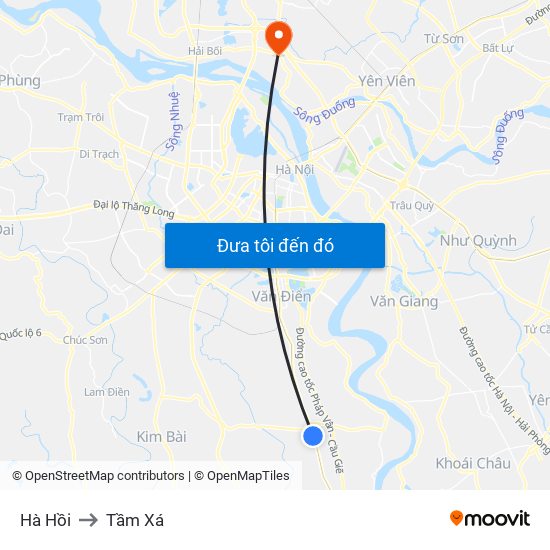 Hà Hồi to Tầm Xá map