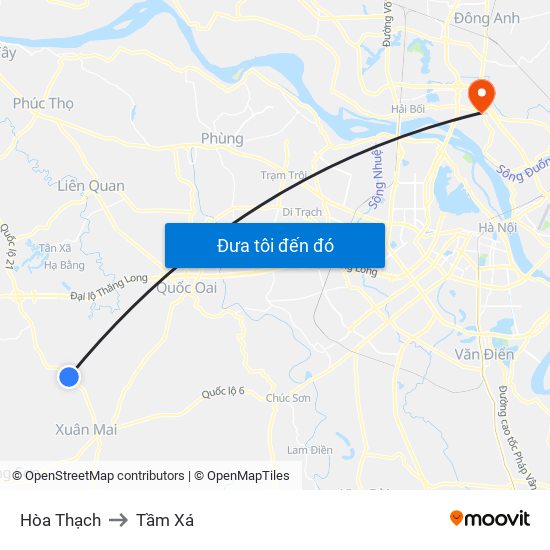 Hòa Thạch to Tầm Xá map