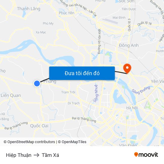 Hiệp Thuận to Tầm Xá map