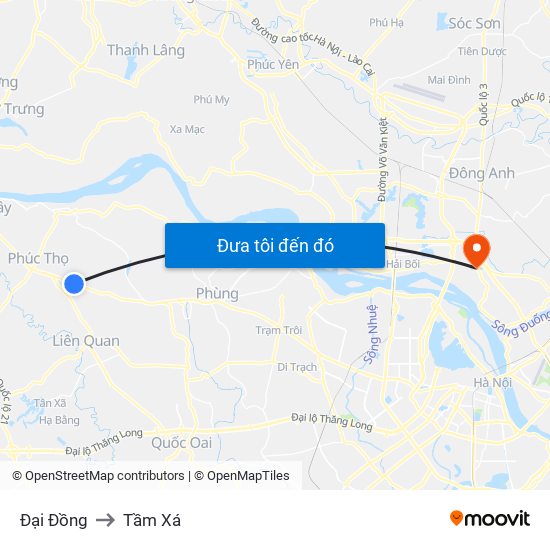Đại Đồng to Tầm Xá map