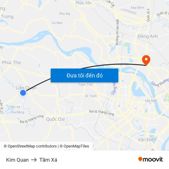 Kim Quan to Tầm Xá map