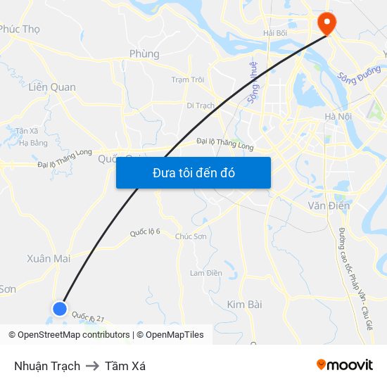 Nhuận Trạch to Tầm Xá map