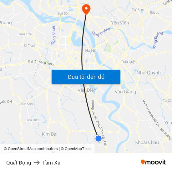 Quất Động to Tầm Xá map