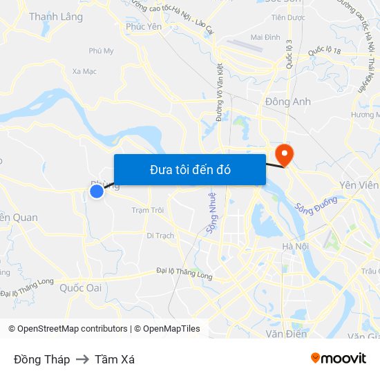 Đồng Tháp to Tầm Xá map