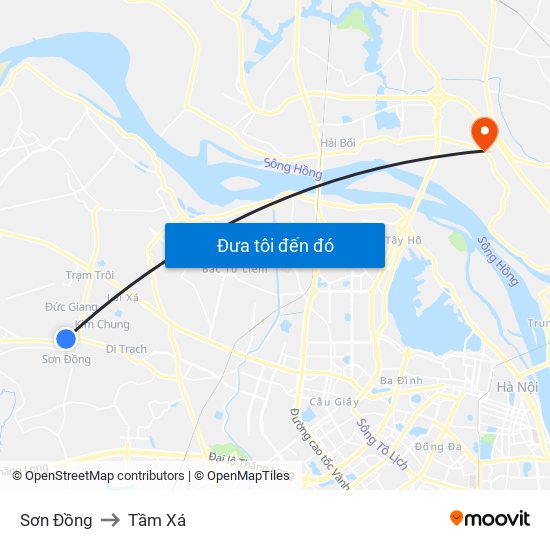 Sơn Đồng to Tầm Xá map