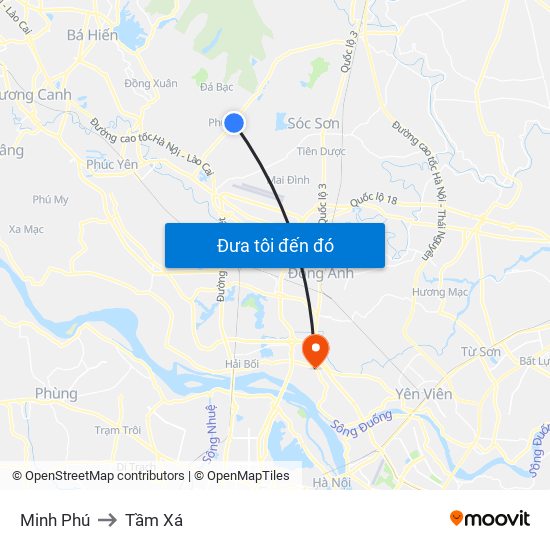 Minh Phú to Tầm Xá map