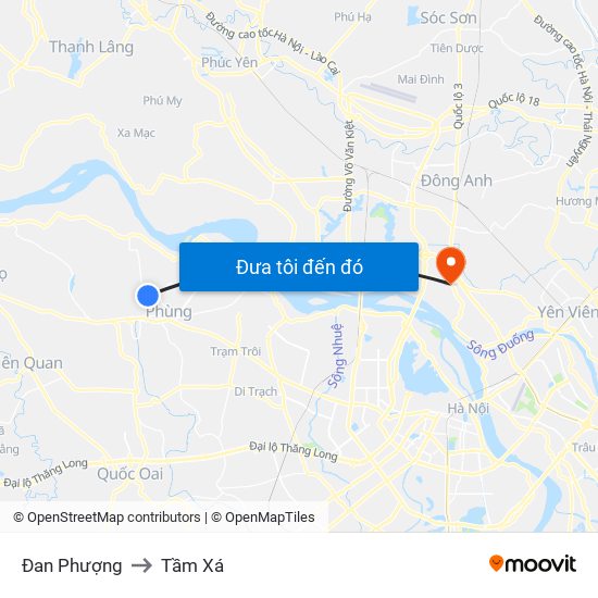 Đan Phượng to Tầm Xá map