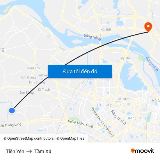 Tiền Yên to Tầm Xá map