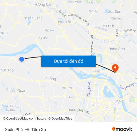 Xuân Phú to Tầm Xá map
