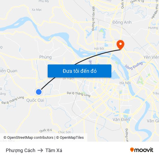 Phượng Cách to Tầm Xá map