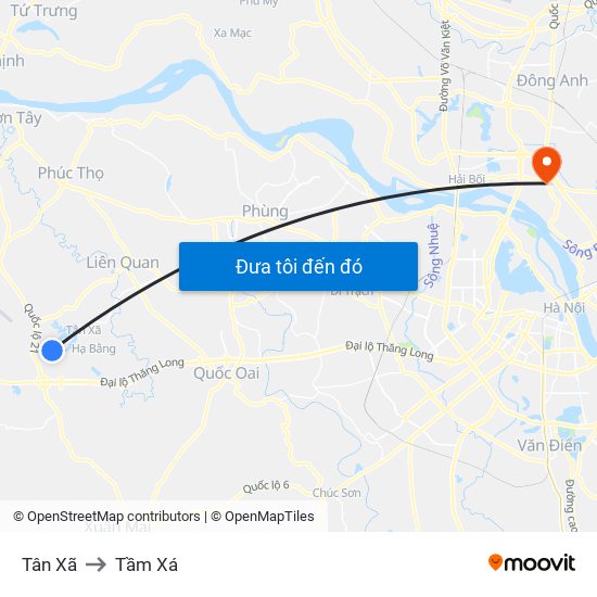 Tân Xã to Tầm Xá map